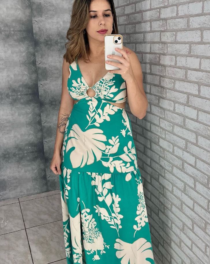 Vestido Verde Florido